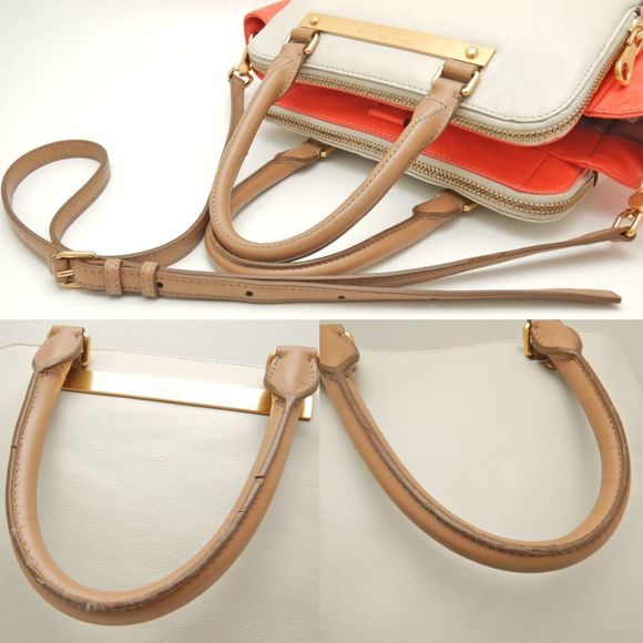 MARC JACOBS M0001417A Handbag Leather Grey Orange 251616 - Picture 5 of 10